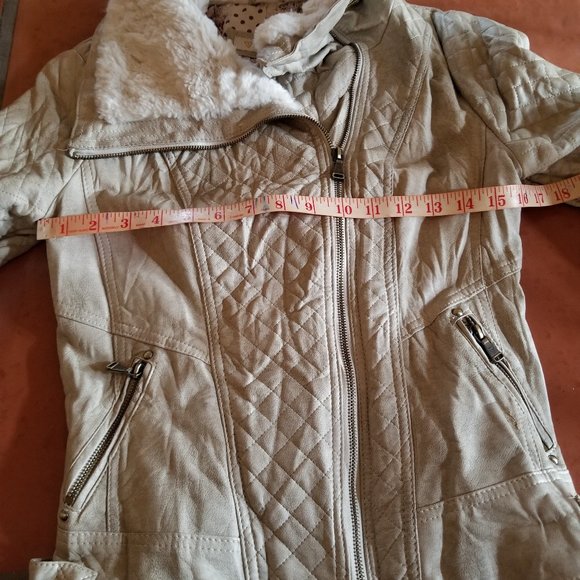 GUESS Beige Faux Leather Jacket - Picture 6 of 12